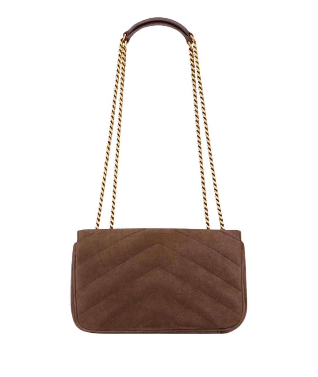 SAINT LAURENT Коричневая замшевая сумка через плечо, фото 3