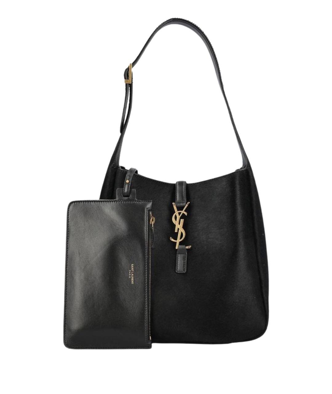 SAINT LAURENT Черная кожаная сумка через плечо, фото 3