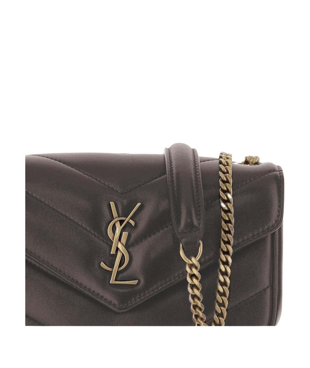 SAINT LAURENT Коричневая сумка через плечо из искусственной кожи, фото 4