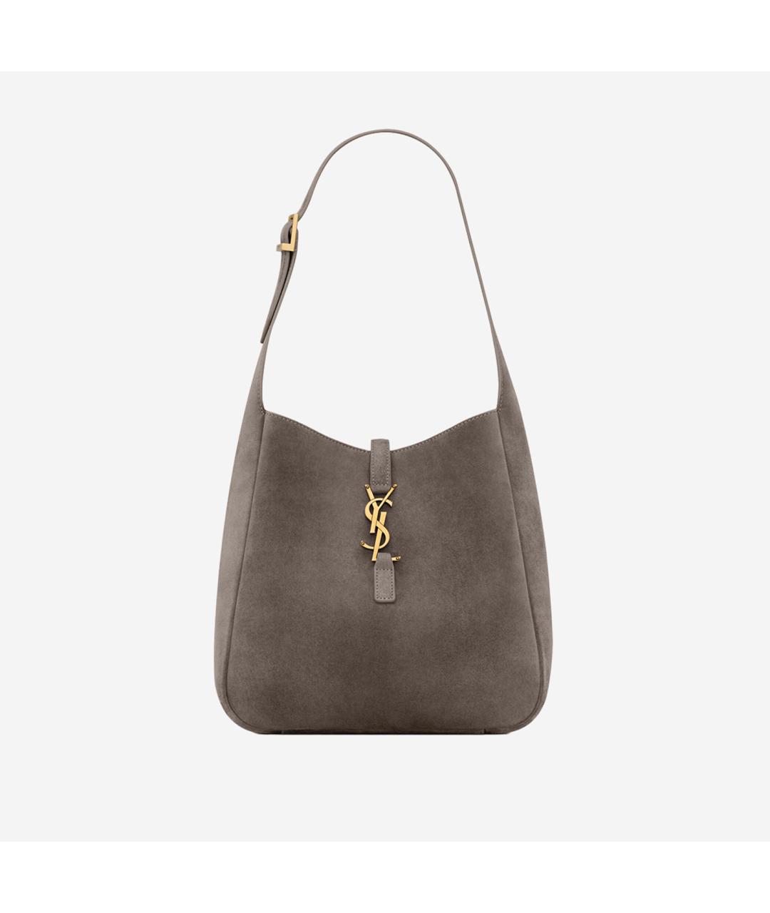 SAINT LAURENT Серая замшевая сумка через плечо, фото 6