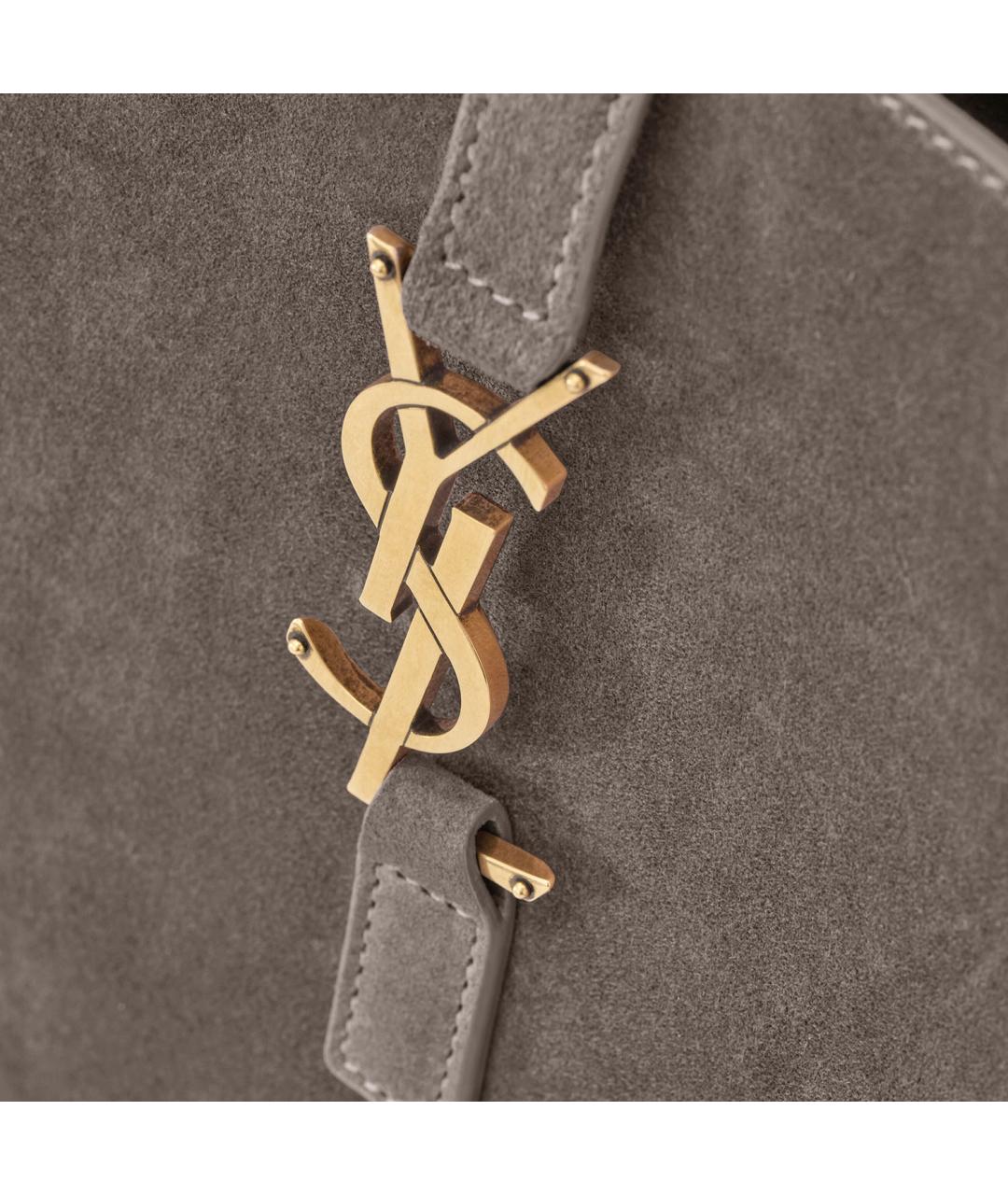 SAINT LAURENT Серая замшевая сумка через плечо, фото 5