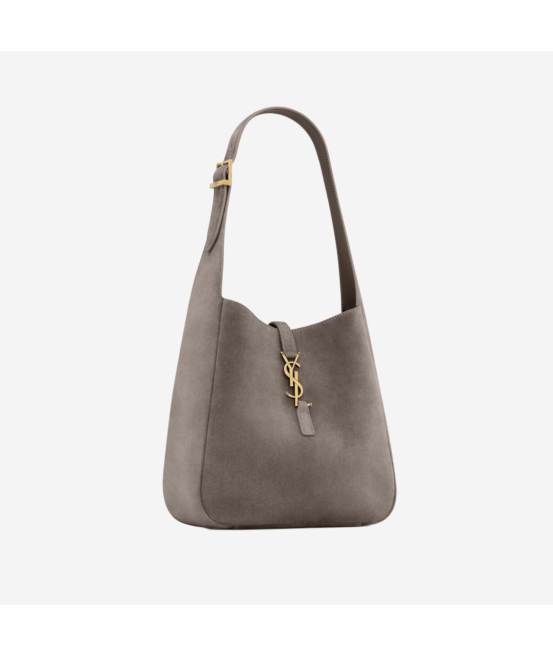 SAINT LAURENT Серая замшевая сумка через плечо, фото 2