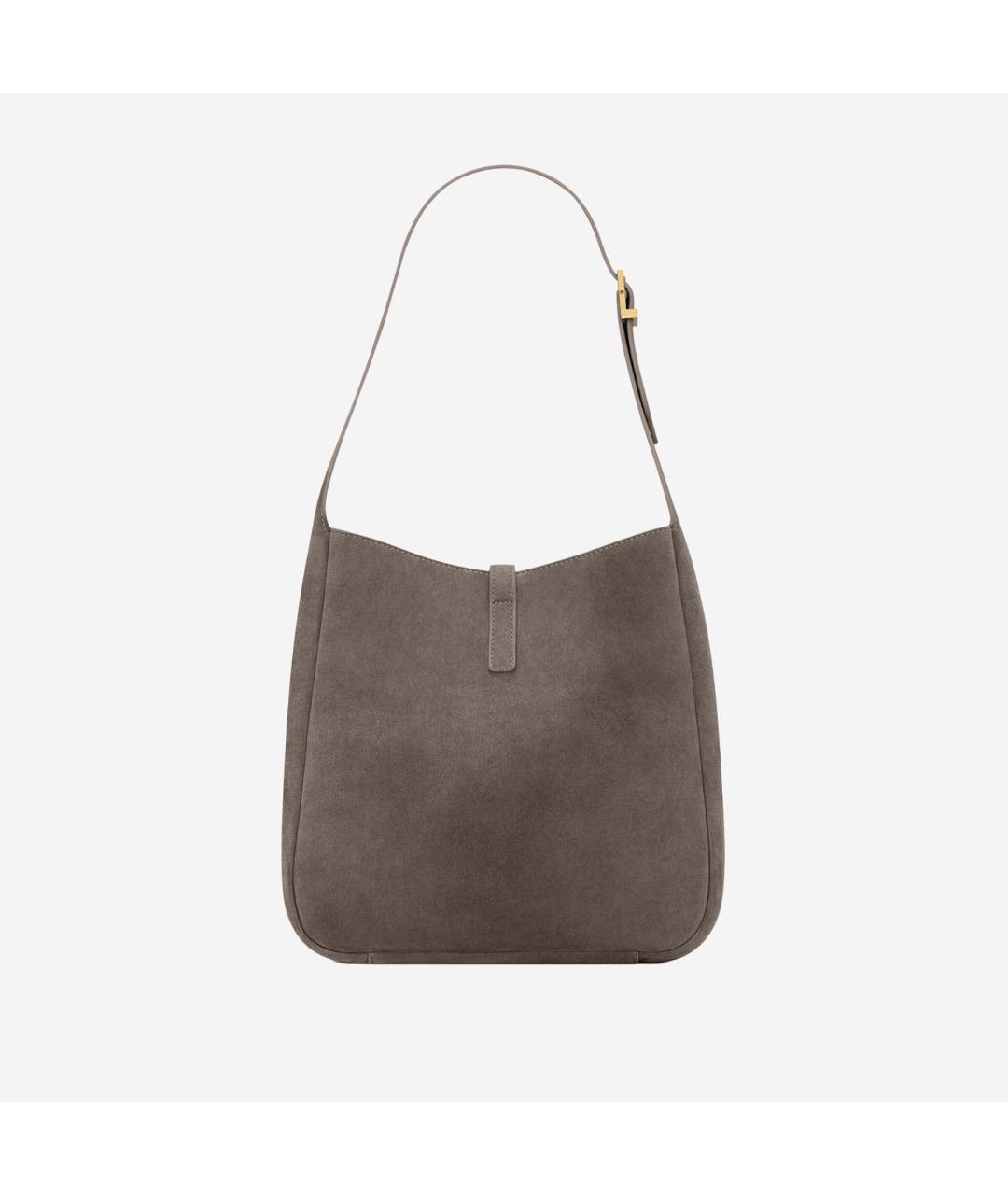 SAINT LAURENT Серая замшевая сумка через плечо, фото 3