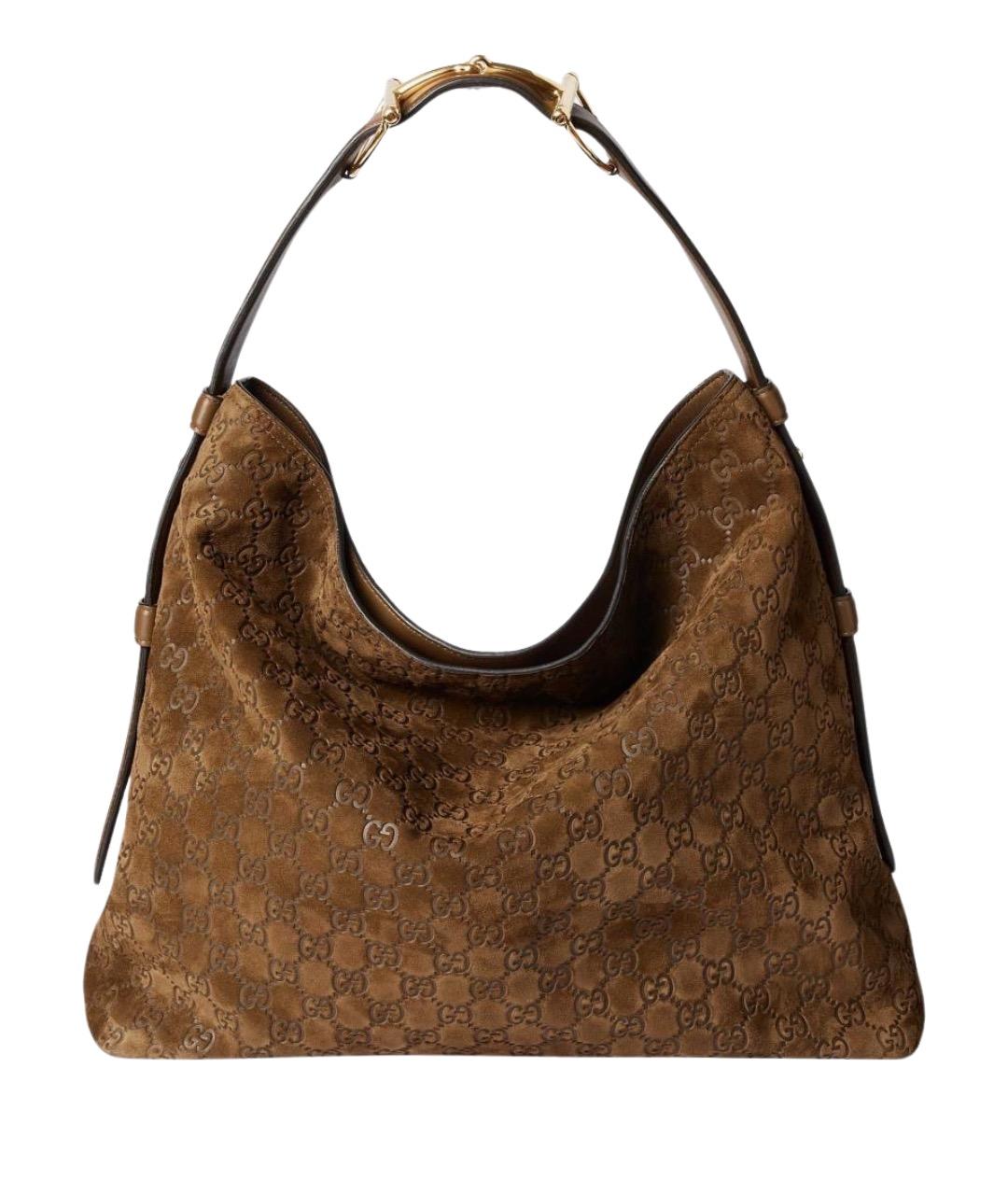 GUCCI Коричневая замшевая сумка тоут, фото 1