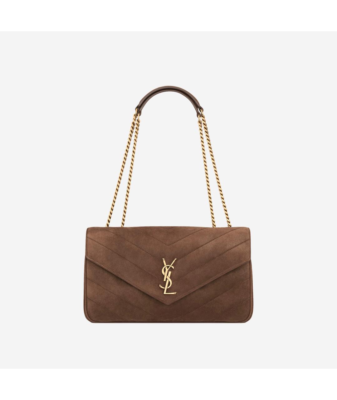 SAINT LAURENT Коричневая замшевая сумка через плечо, фото 7