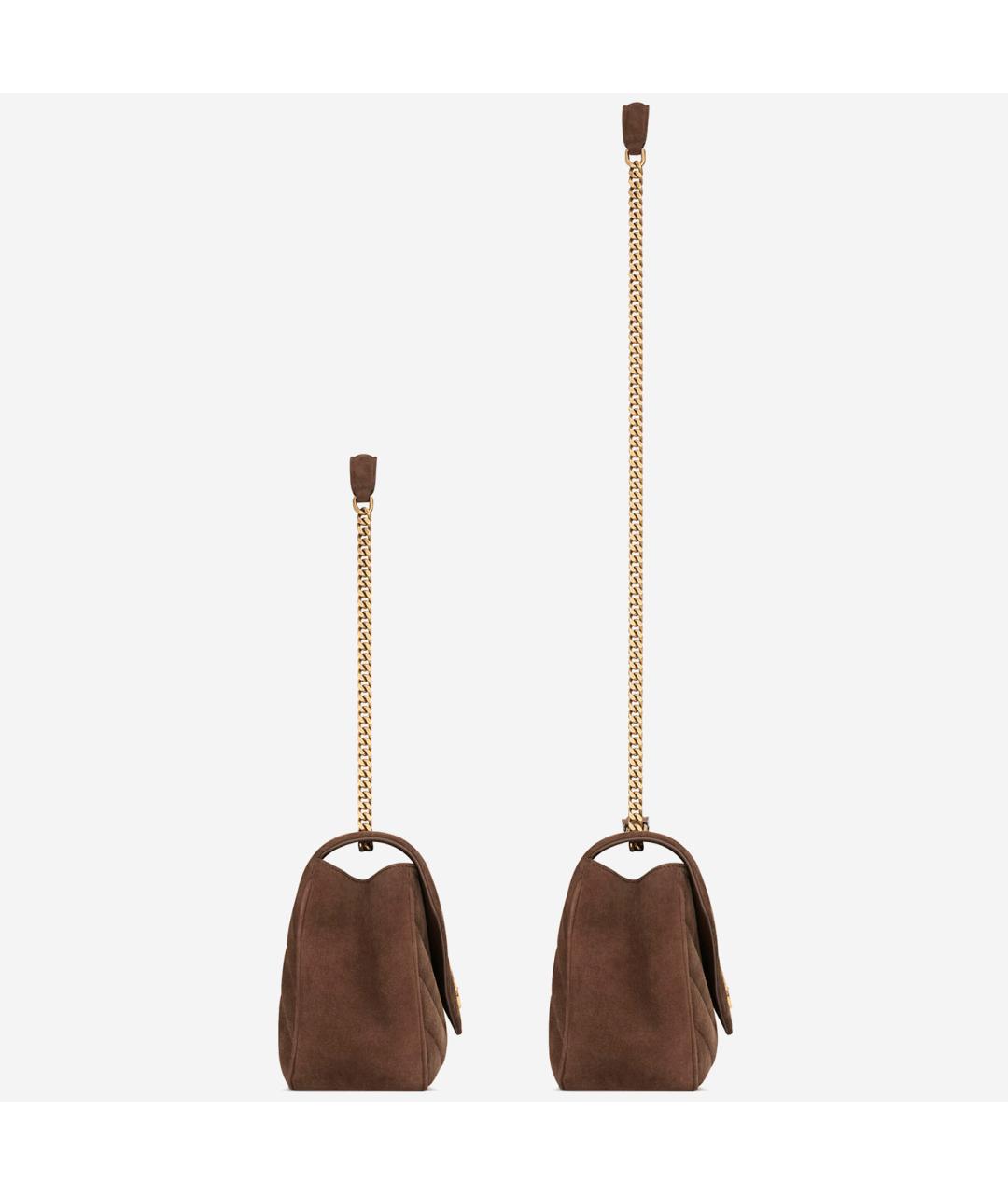 SAINT LAURENT Коричневая замшевая сумка через плечо, фото 5