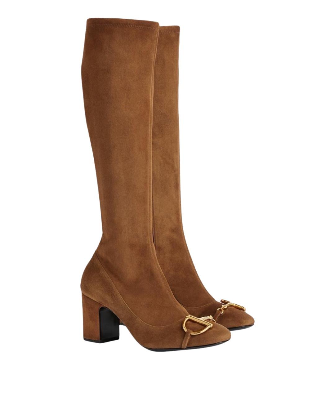 GUCCI Коричневые замшевые сапоги, фото 2