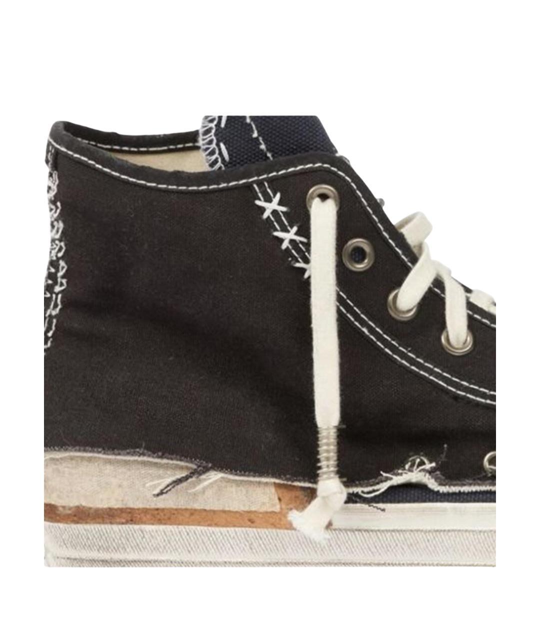 MAISON MARGIELA Черные текстильные высокие кроссовки / кеды, фото 4