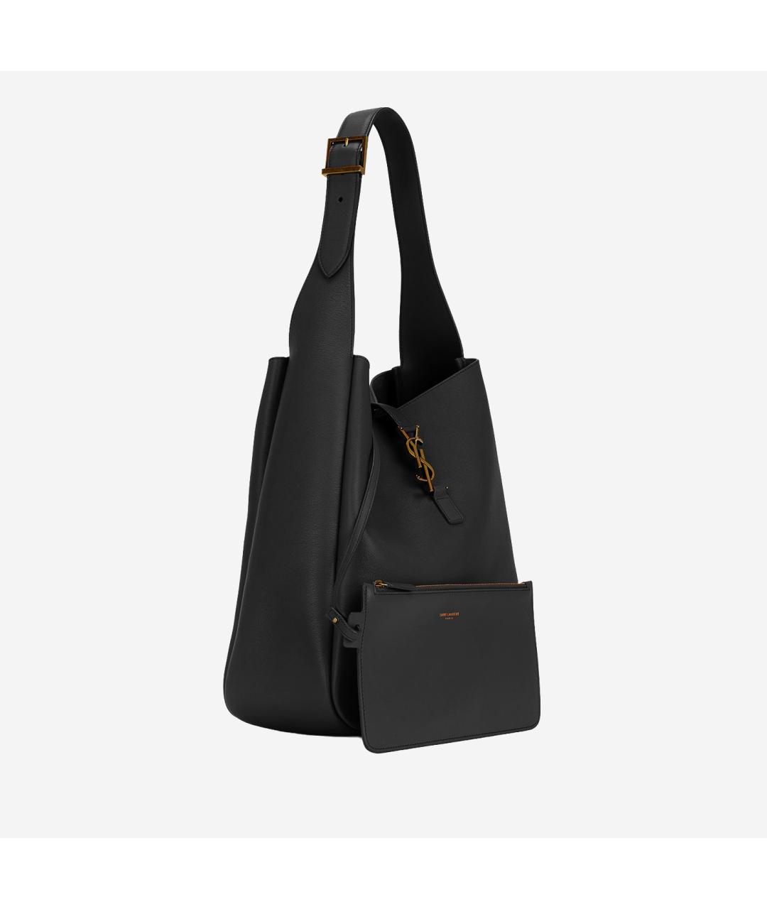 SAINT LAURENT Черная кожаная сумка тоут, фото 2