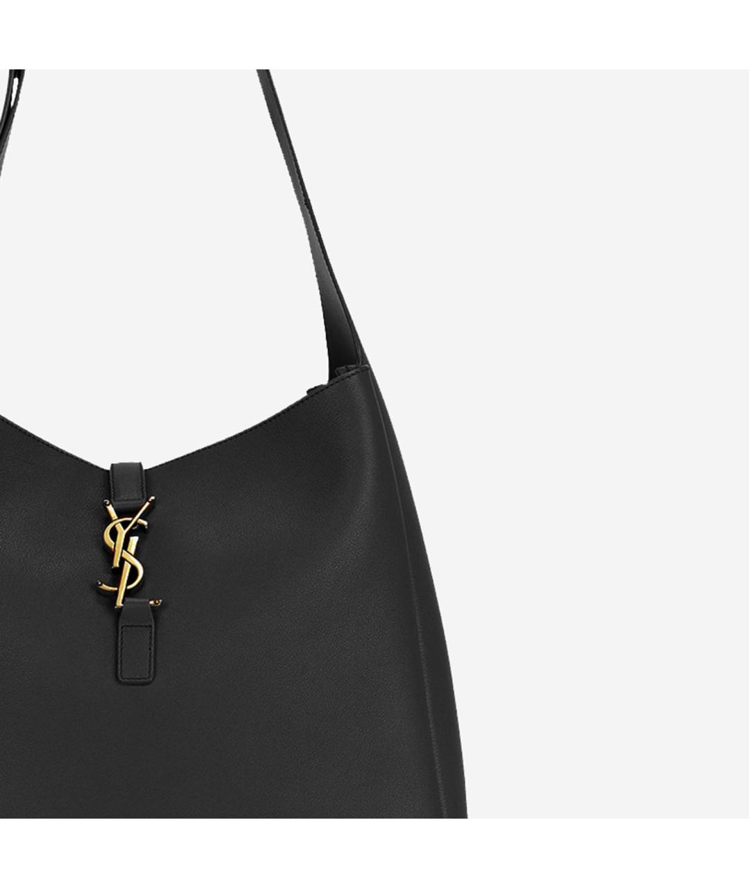 SAINT LAURENT Черная кожаная сумка тоут, фото 4