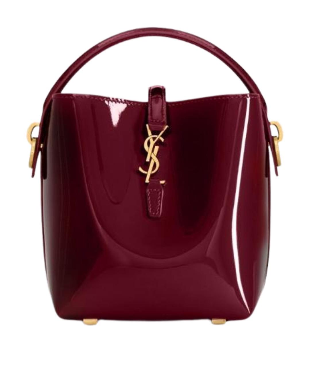 SAINT LAURENT Бордовая кожаная сумка через плечо, фото 1