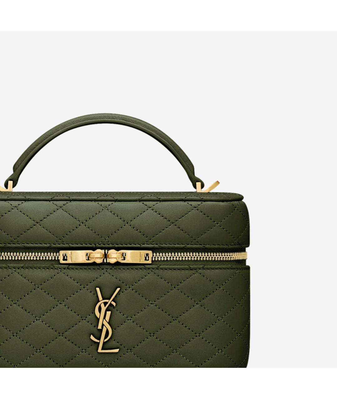 SAINT LAURENT Хаки кожаная сумка через плечо, фото 5