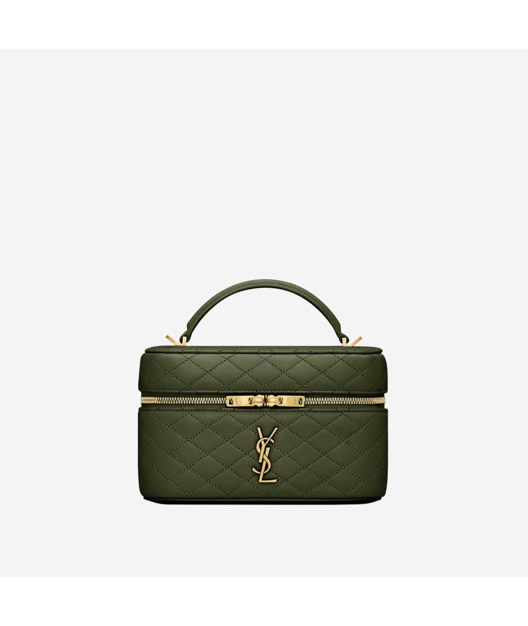 SAINT LAURENT Хаки кожаная сумка через плечо, фото 6