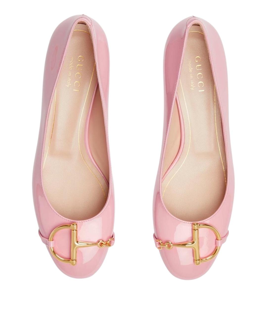 GUCCI Розовые кожаные балетки, фото 4