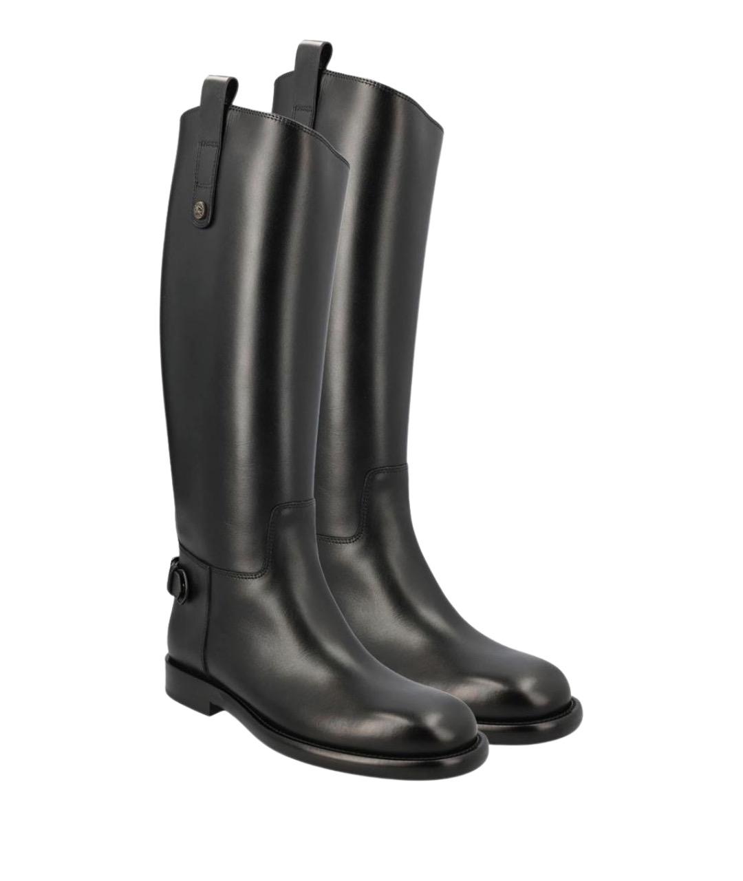 BURBERRY Черные кожаные сапоги, фото 2