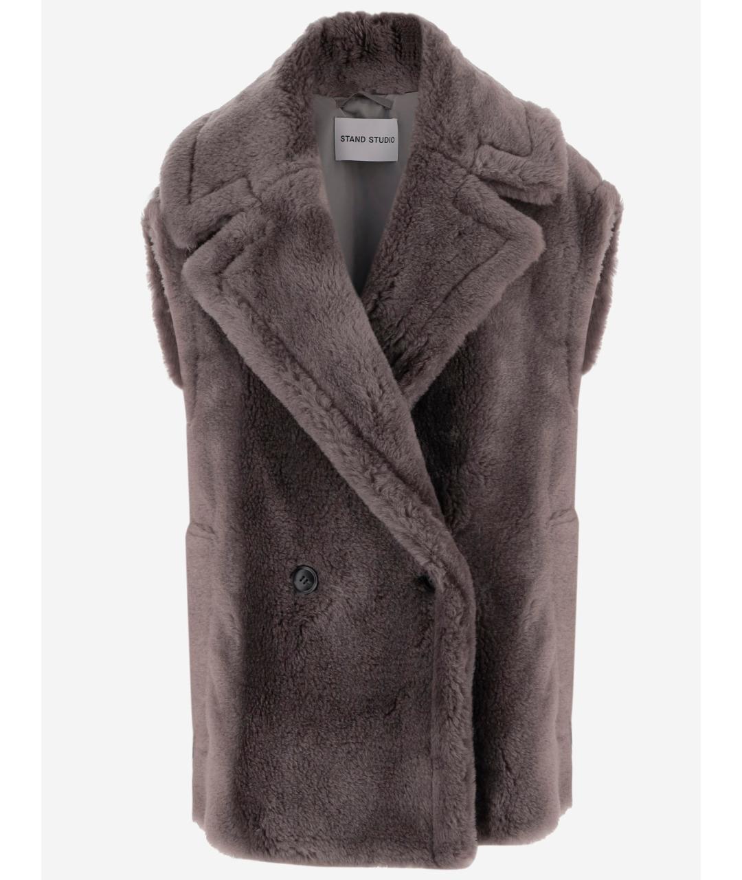 STAND STUDIO Серый меховой жилет, фото 4