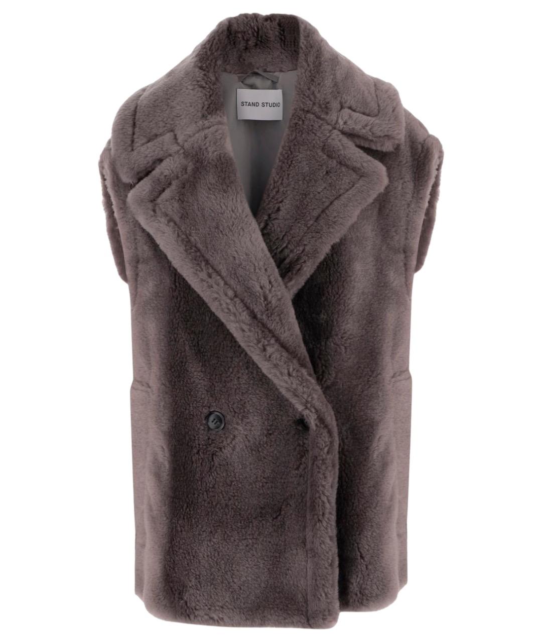 STAND STUDIO Серый меховой жилет, фото 1