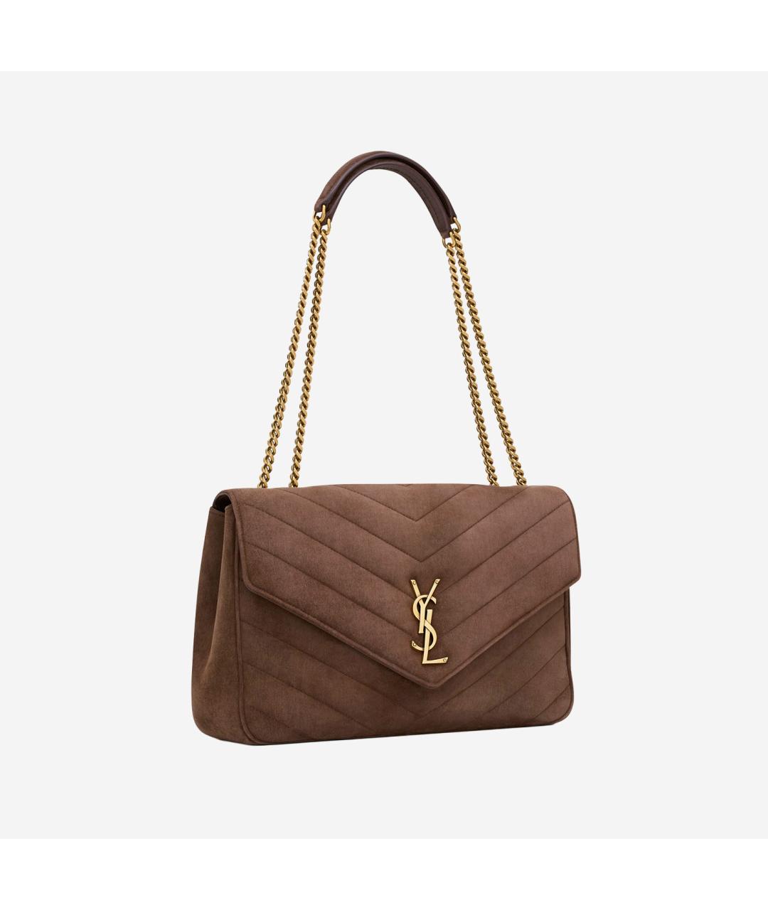 SAINT LAURENT Коричневая замшевая сумка через плечо, фото 2