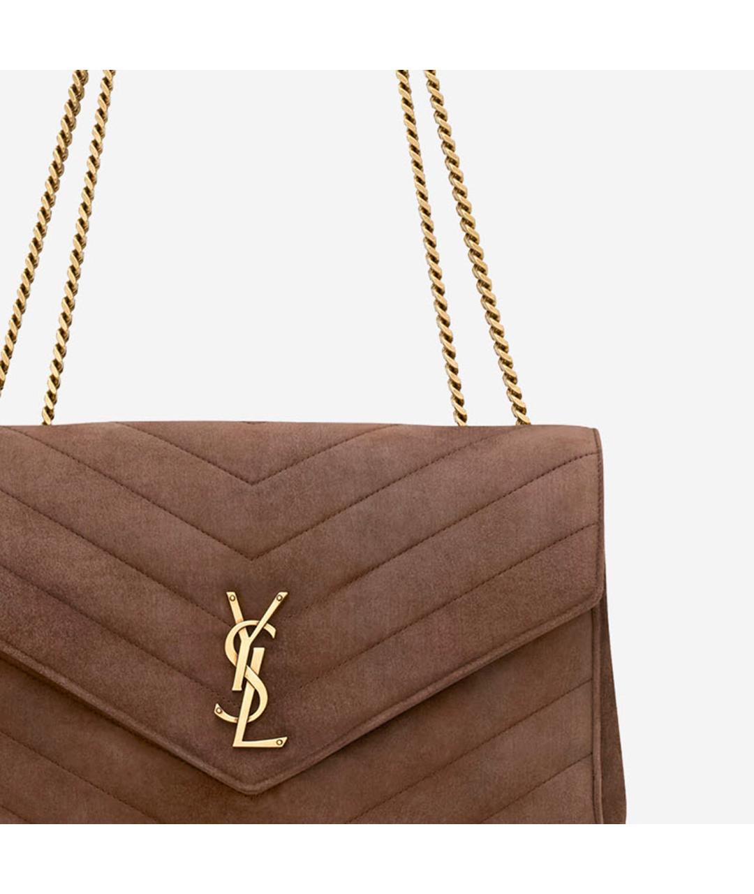 SAINT LAURENT Коричневая замшевая сумка через плечо, фото 5