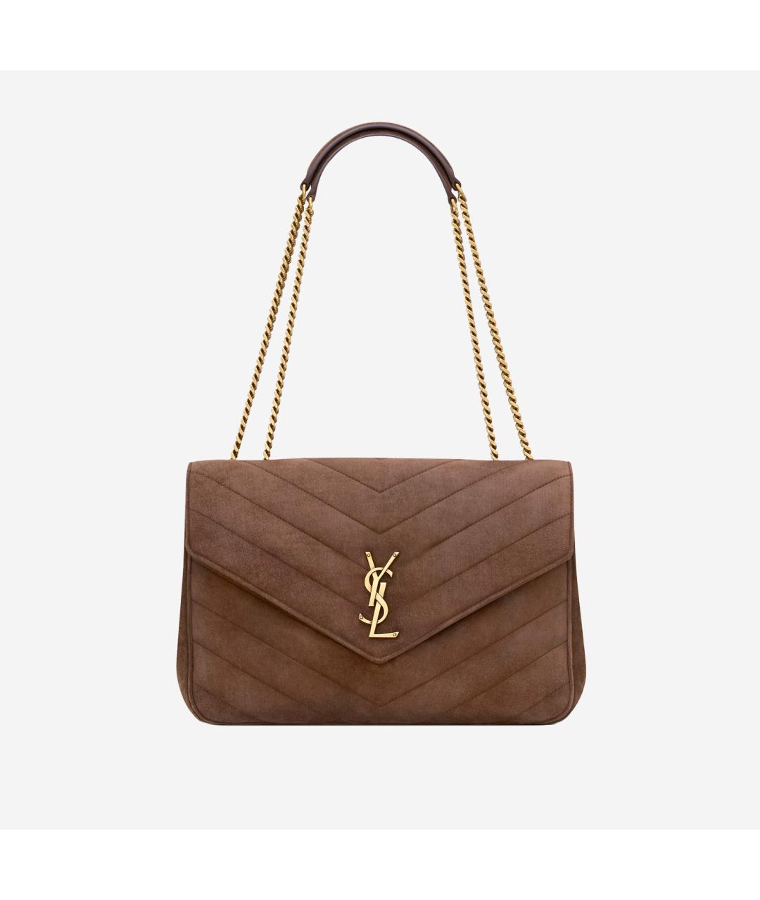 SAINT LAURENT Коричневая замшевая сумка через плечо, фото 6