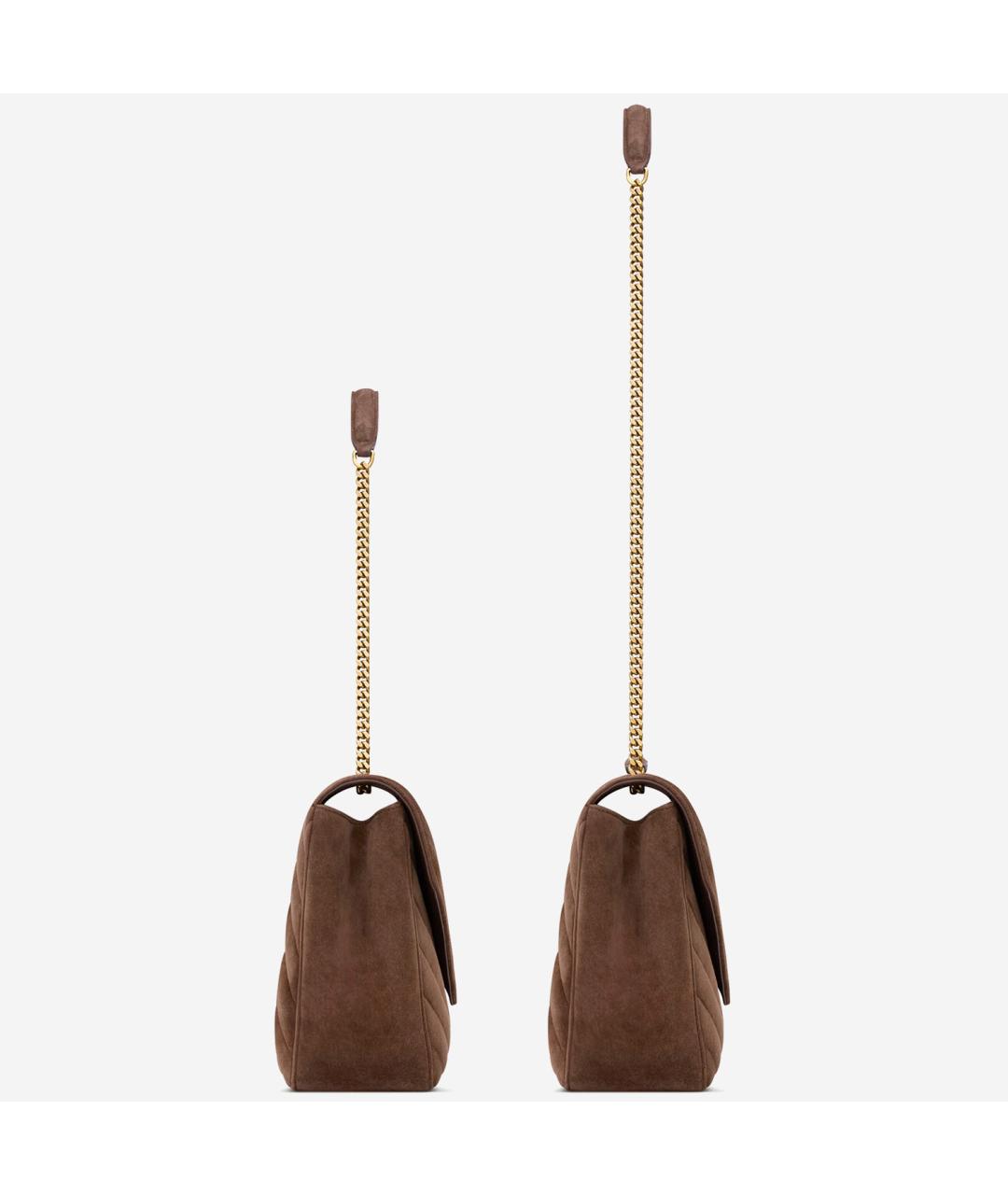 SAINT LAURENT Коричневая замшевая сумка через плечо, фото 4