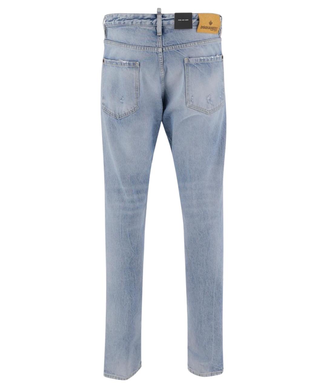 DSQUARED2 Синие хлопковые прямые джинсы, фото 2