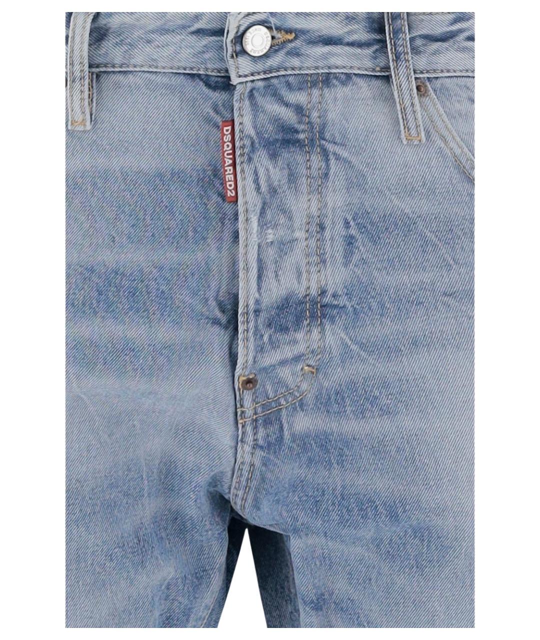 DSQUARED2 Синие хлопковые прямые джинсы, фото 3