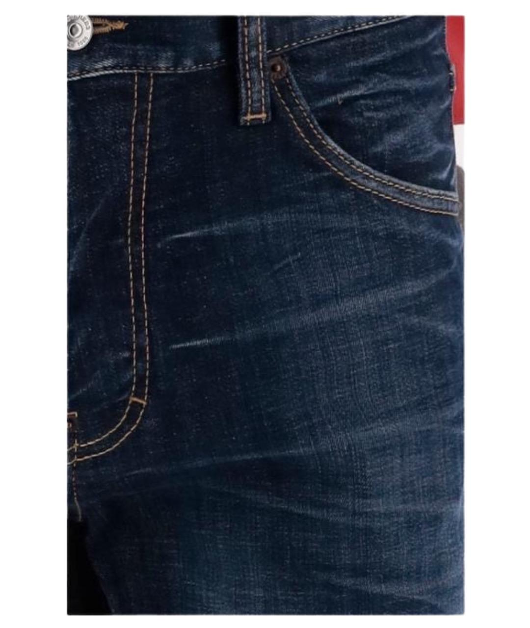 DSQUARED2 Синие хлопковые прямые джинсы, фото 3