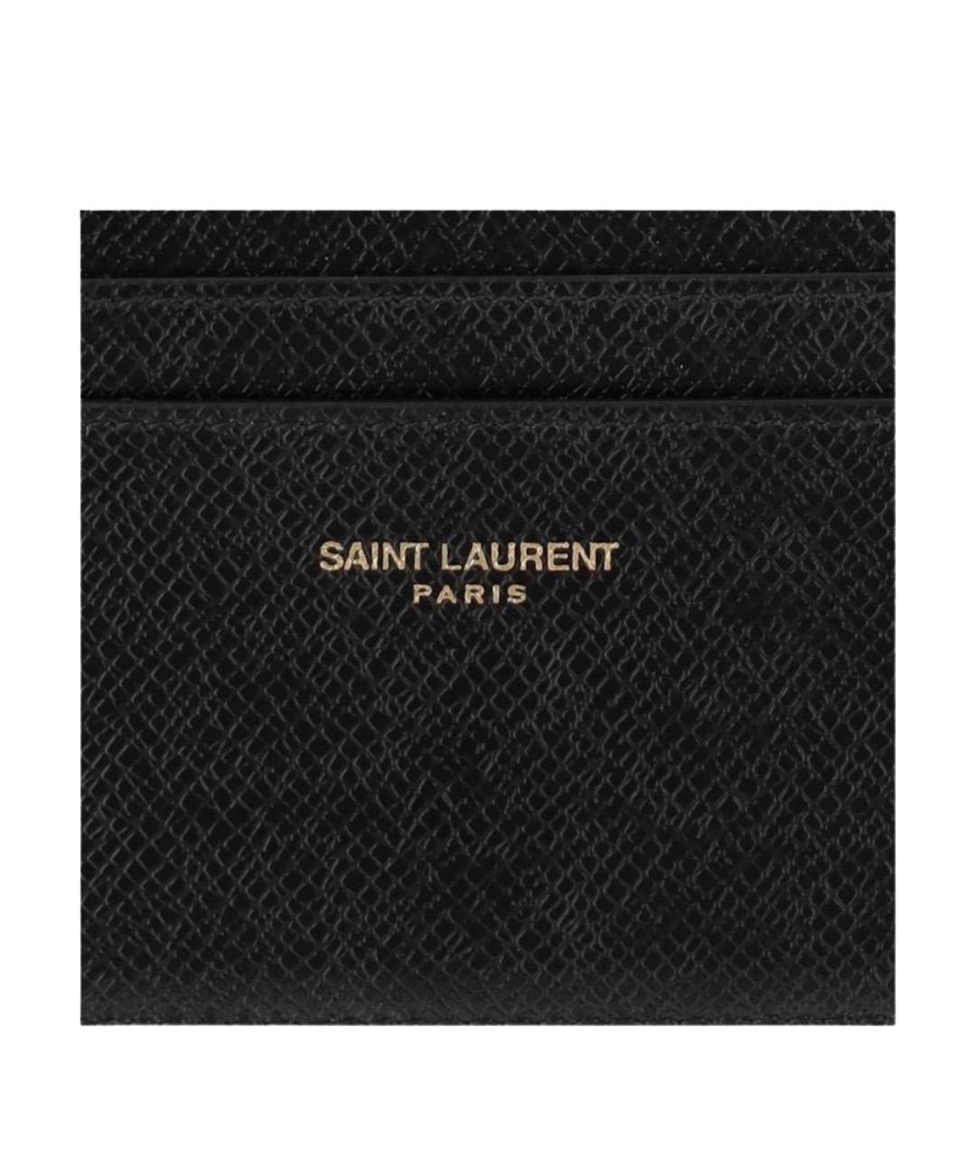 SAINT LAURENT Черный кожаный кардхолдер, фото 3