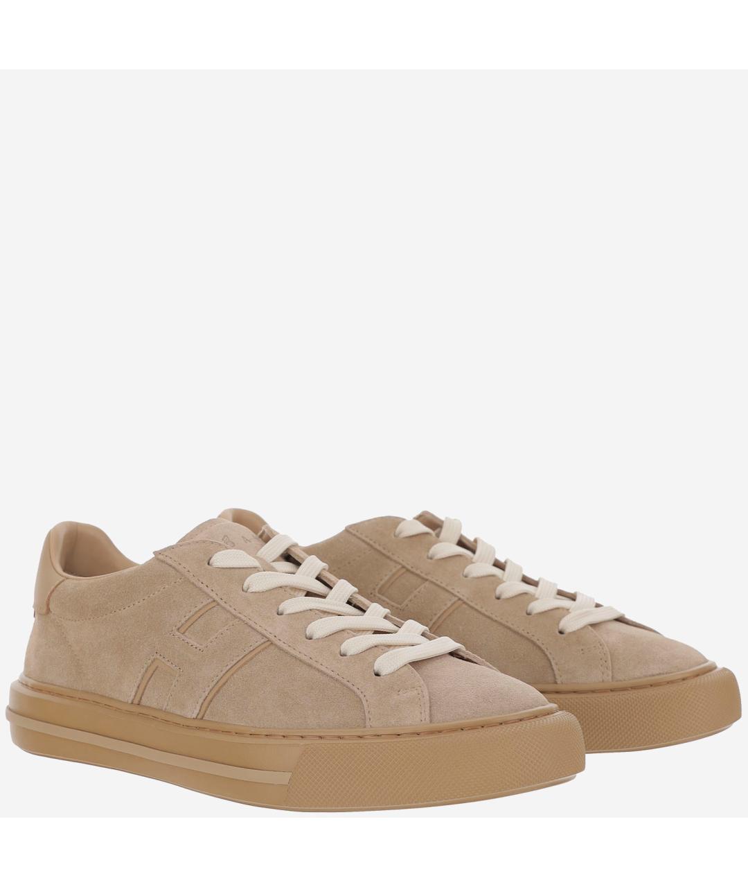 HOGAN Бежевые замшевые низкие кроссовки / кеды, фото 3