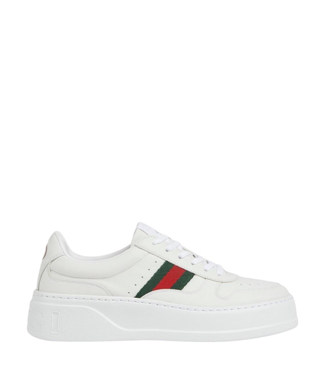 GUCCI Белые кожаные кеды, фото 1