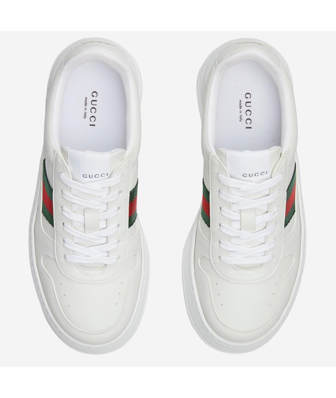 GUCCI Белые кожаные кеды, фото 4