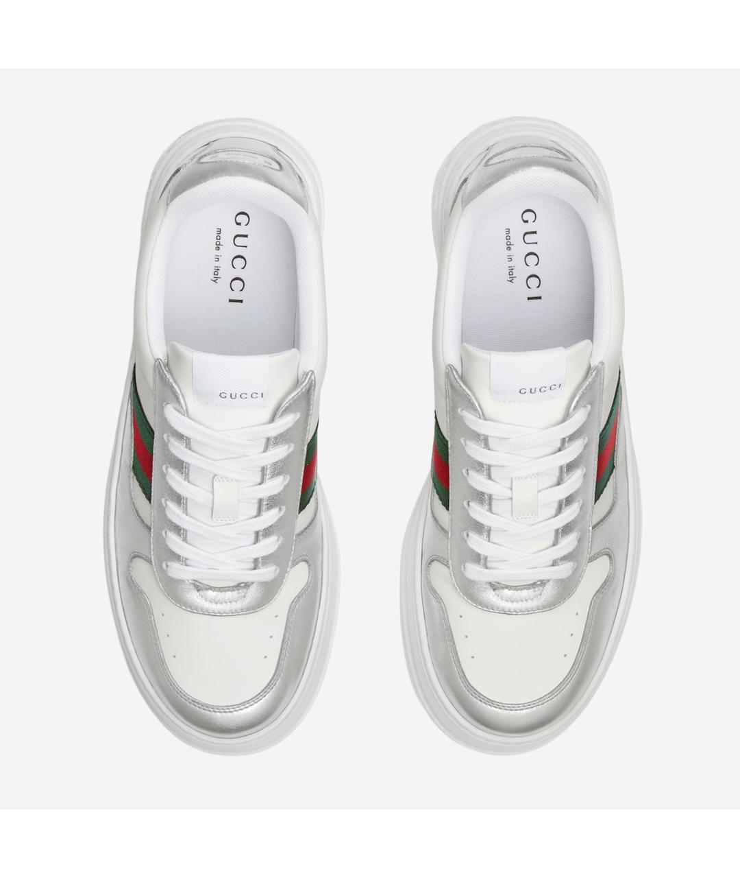 GUCCI Белые кожаные низкие кроссовки / кеды, фото 2