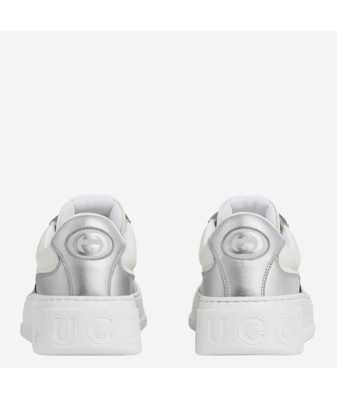 GUCCI Белые кожаные низкие кроссовки / кеды, фото 4