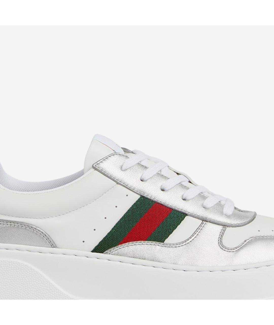 GUCCI Белые кожаные низкие кроссовки / кеды, фото 5
