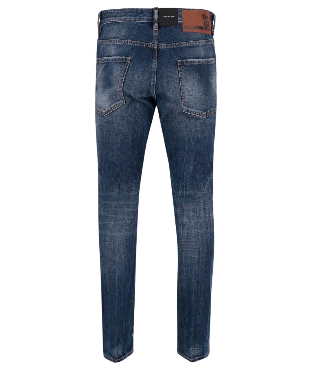 DSQUARED2 Синие хлопковые прямые джинсы, фото 2