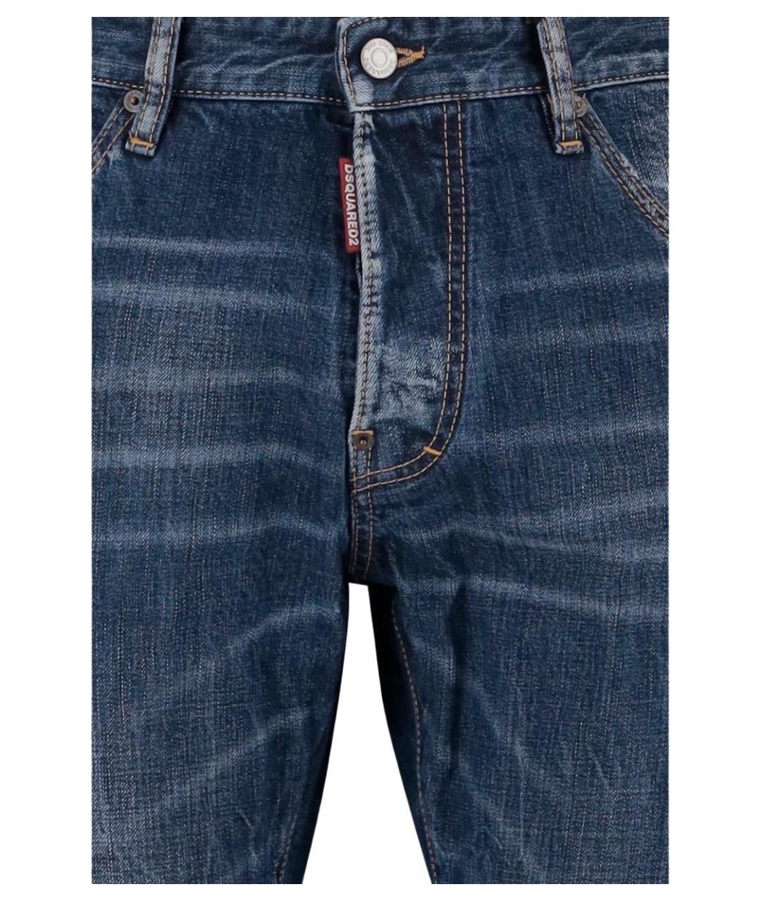 DSQUARED2 Синие хлопковые прямые джинсы, фото 3