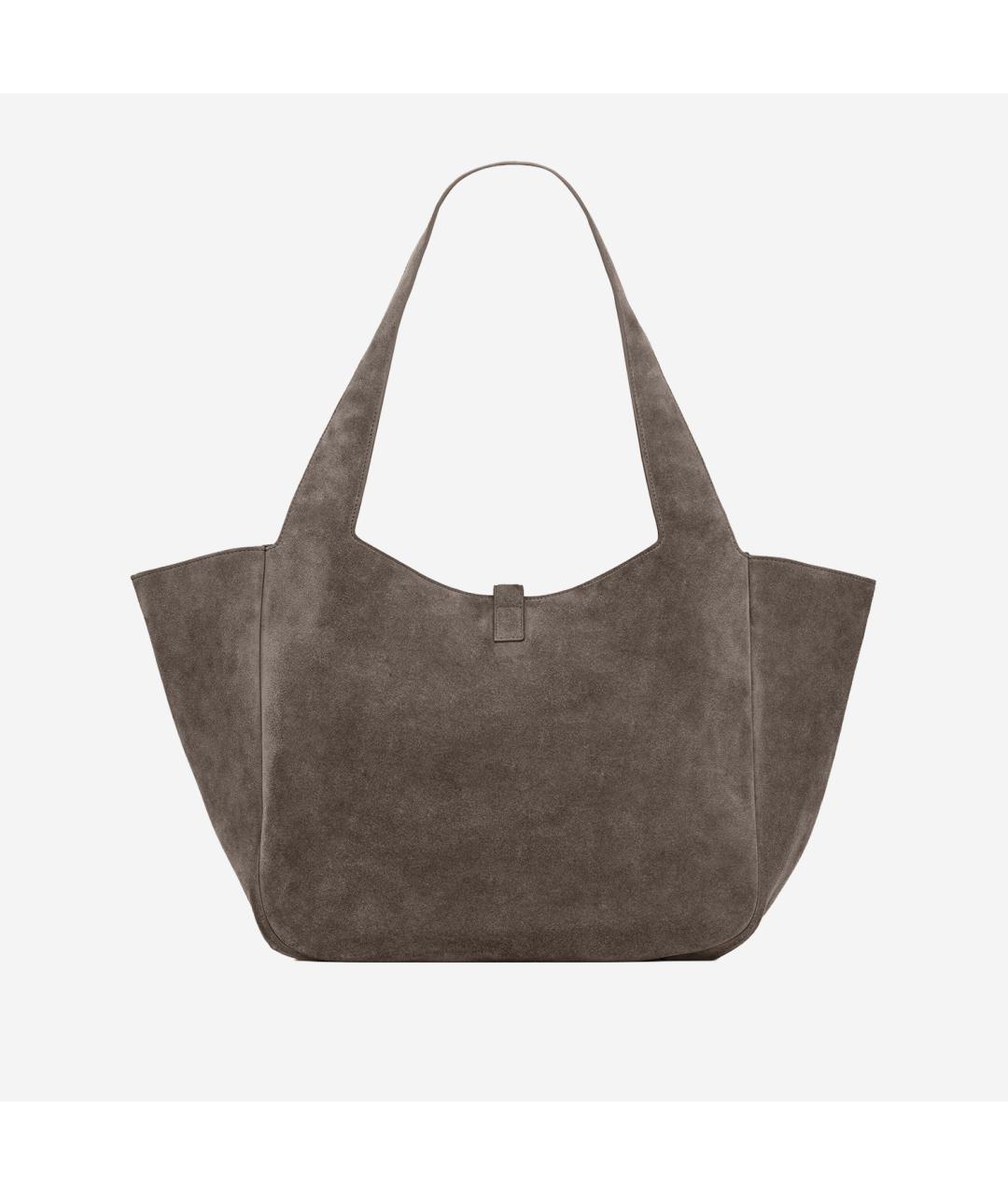 SAINT LAURENT Серая замшевая сумка тоут, фото 3