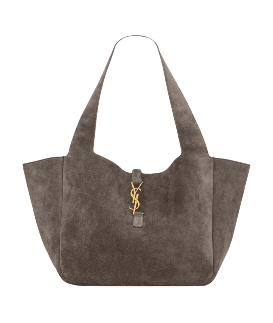SAINT LAURENT Серая замшевая сумка тоут, фото 1