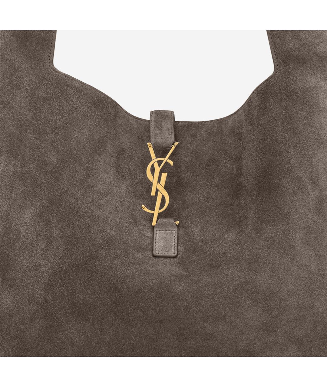 SAINT LAURENT Серая замшевая сумка тоут, фото 5