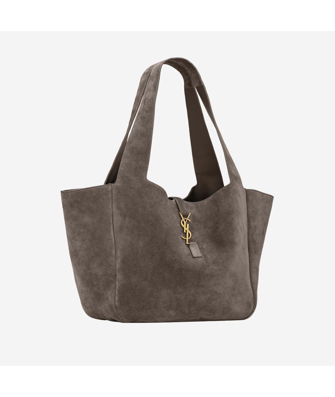 SAINT LAURENT Серая замшевая сумка тоут, фото 2