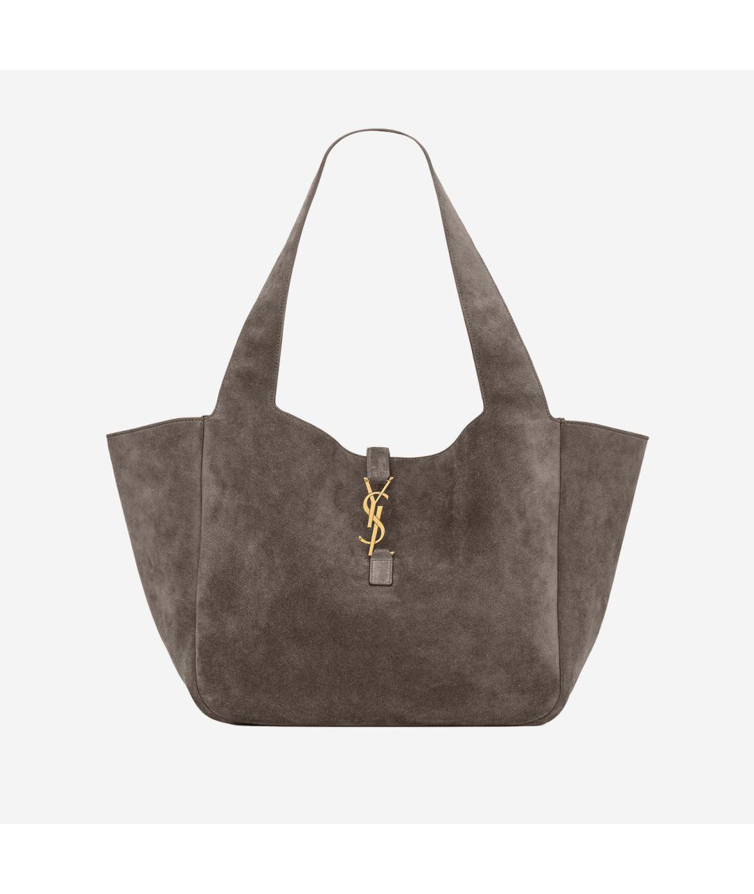 SAINT LAURENT Серая замшевая сумка тоут, фото 6