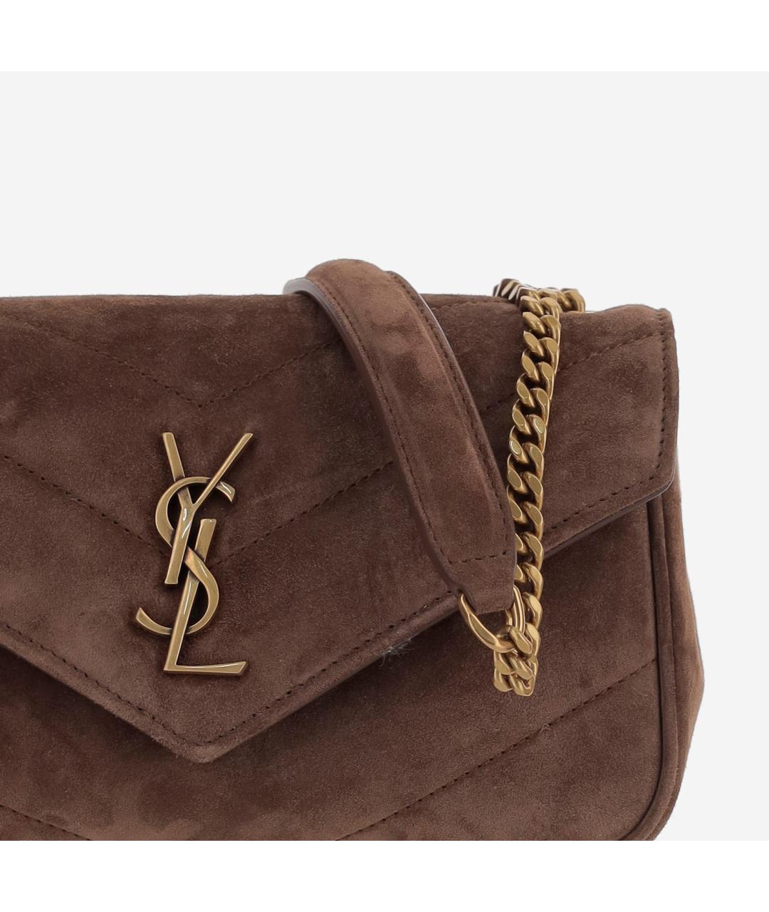 SAINT LAURENT Коричневая замшевая сумка через плечо, фото 4