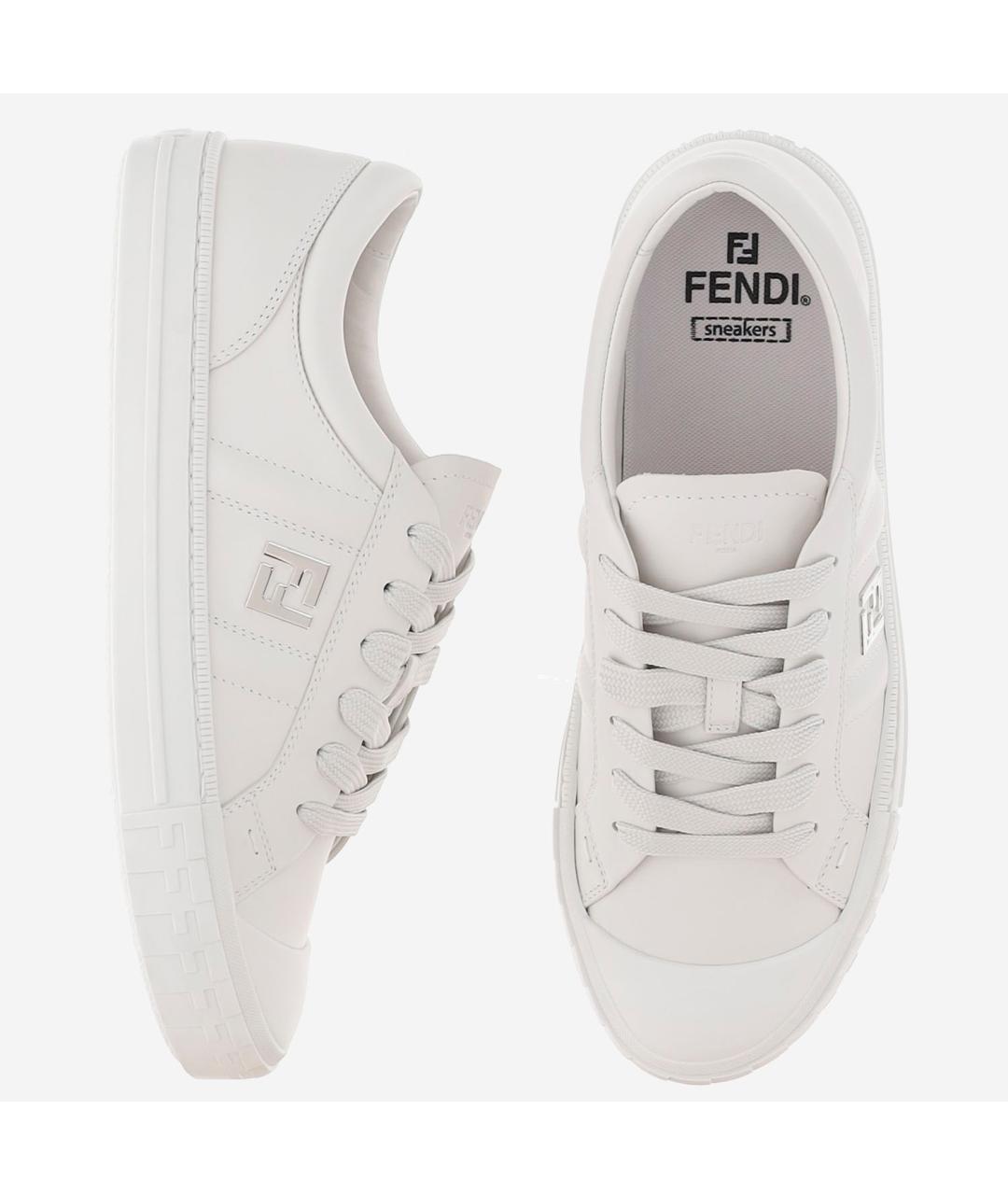 FENDI Белые кожаные низкие кроссовки / кеды, фото 2