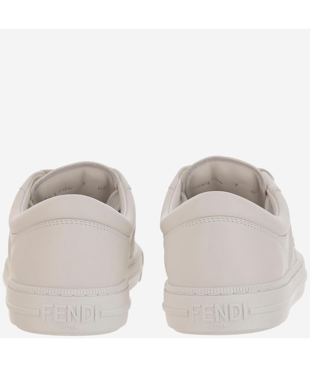 FENDI Белые кожаные низкие кроссовки / кеды, фото 4