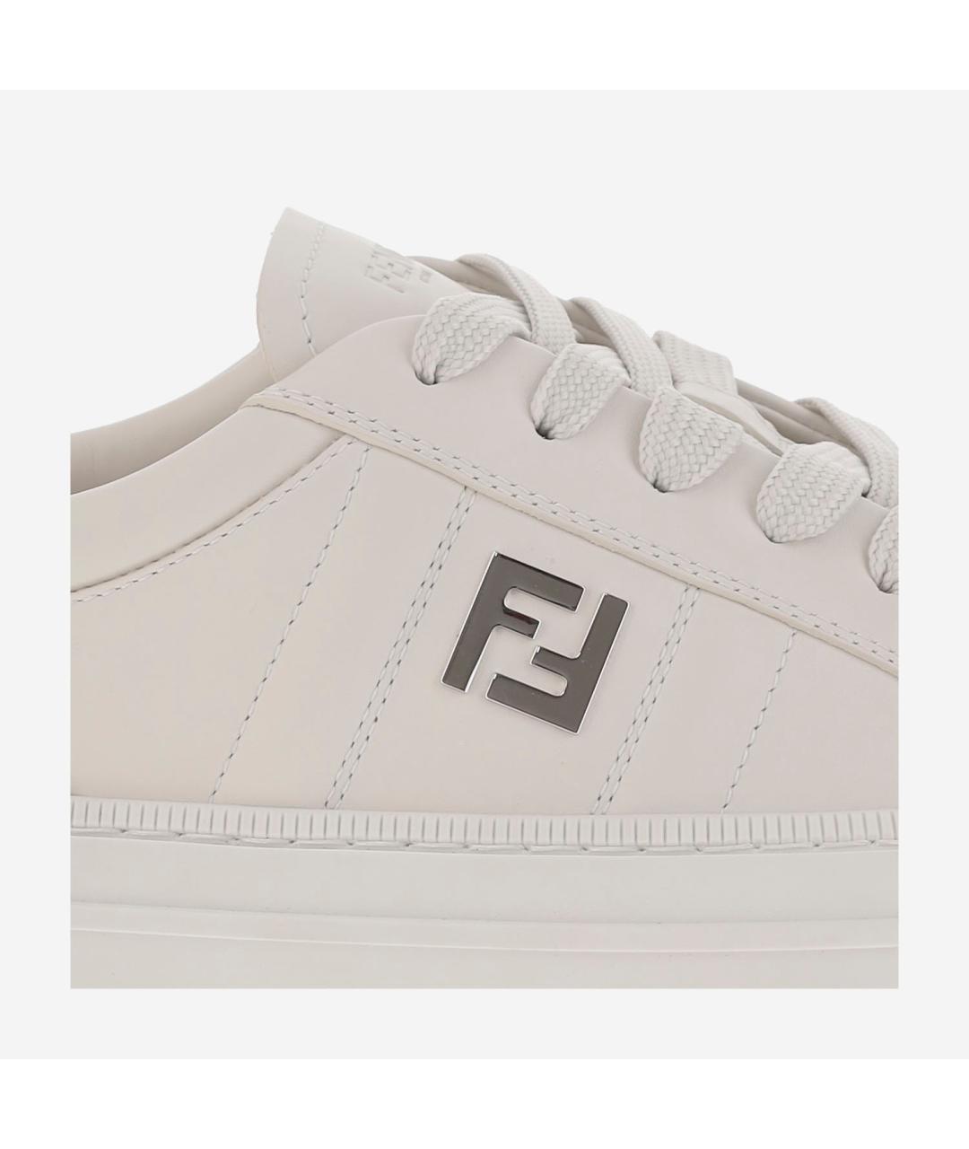 FENDI Белые кожаные низкие кроссовки / кеды, фото 5
