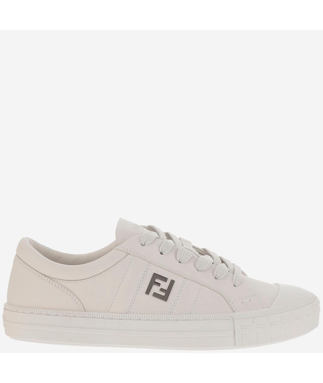 FENDI Белые кожаные низкие кроссовки / кеды, фото 6