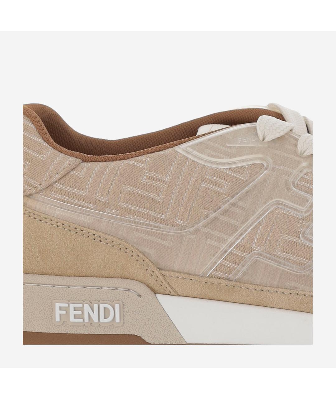 FENDI Бежевые кожаные низкие кроссовки / кеды, фото 5