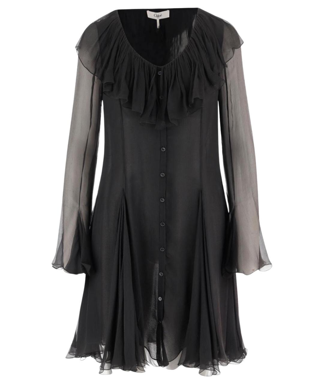 CHLOE Черное шелковое повседневное платье, фото 1