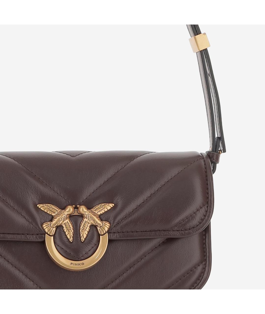 PINKO Коричневая кожаная сумка через плечо, фото 4